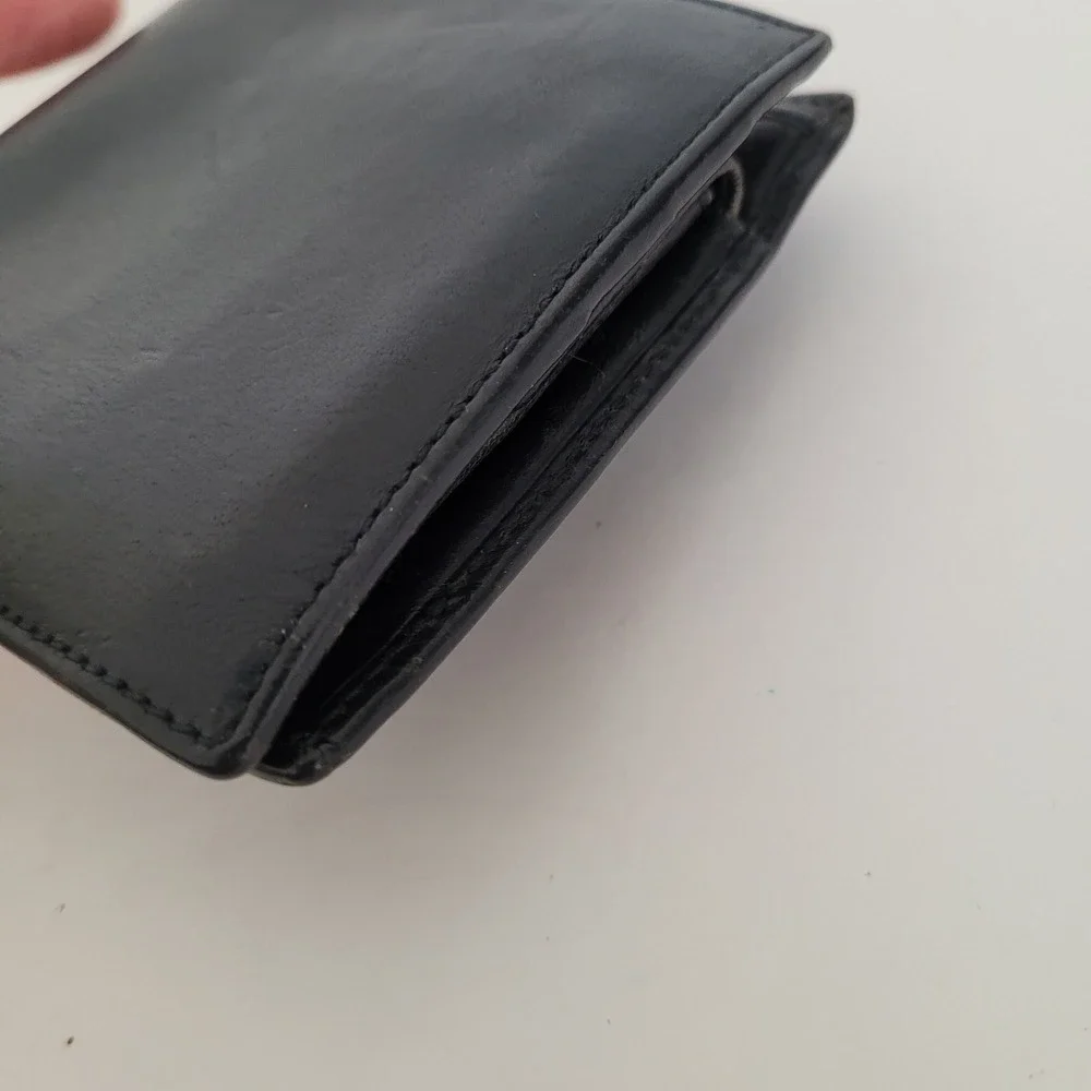 Gucci Mens Black Leather Bifold Wallet Silver Logo Tab 034-3761-1082 Made Italy